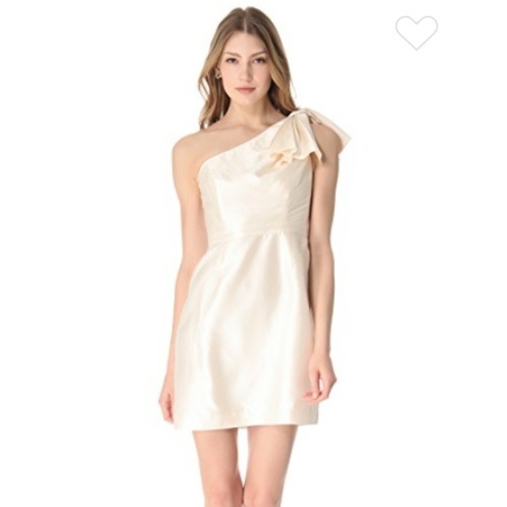NWT SHOSHANNA Silk One Shoulder Bow Dress (Sz 2)
